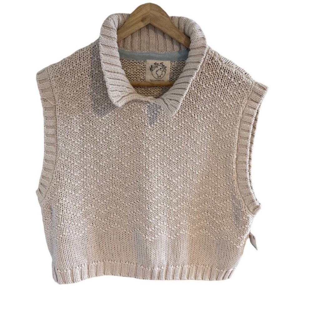 Free People NWT Sweater Vest crochet size XL chunky